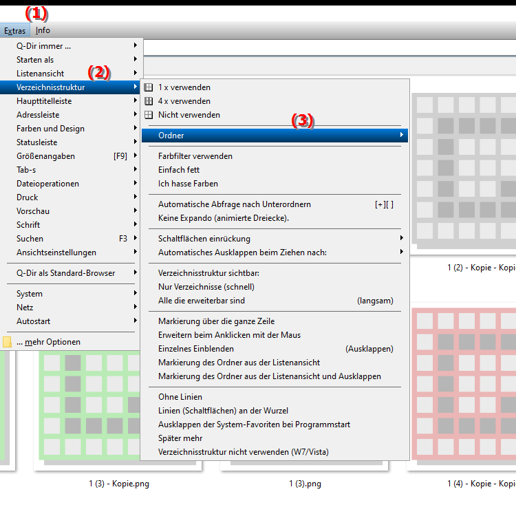 Wie kann ich die angezeigten Hauptordner in der Verzeichnisstruktur anpassen